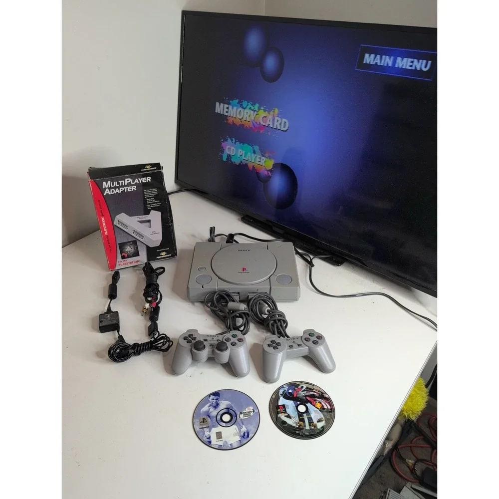 Sony PlayStation 1 PS1 Console Bundle SCPH-5501  w Controllers Cords Games More!